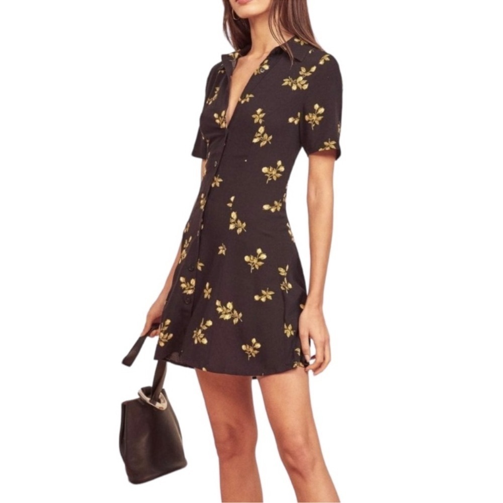 Reformation Mini Dress Womens XS Johanne Floral Short Sleeve Shirt Dress P